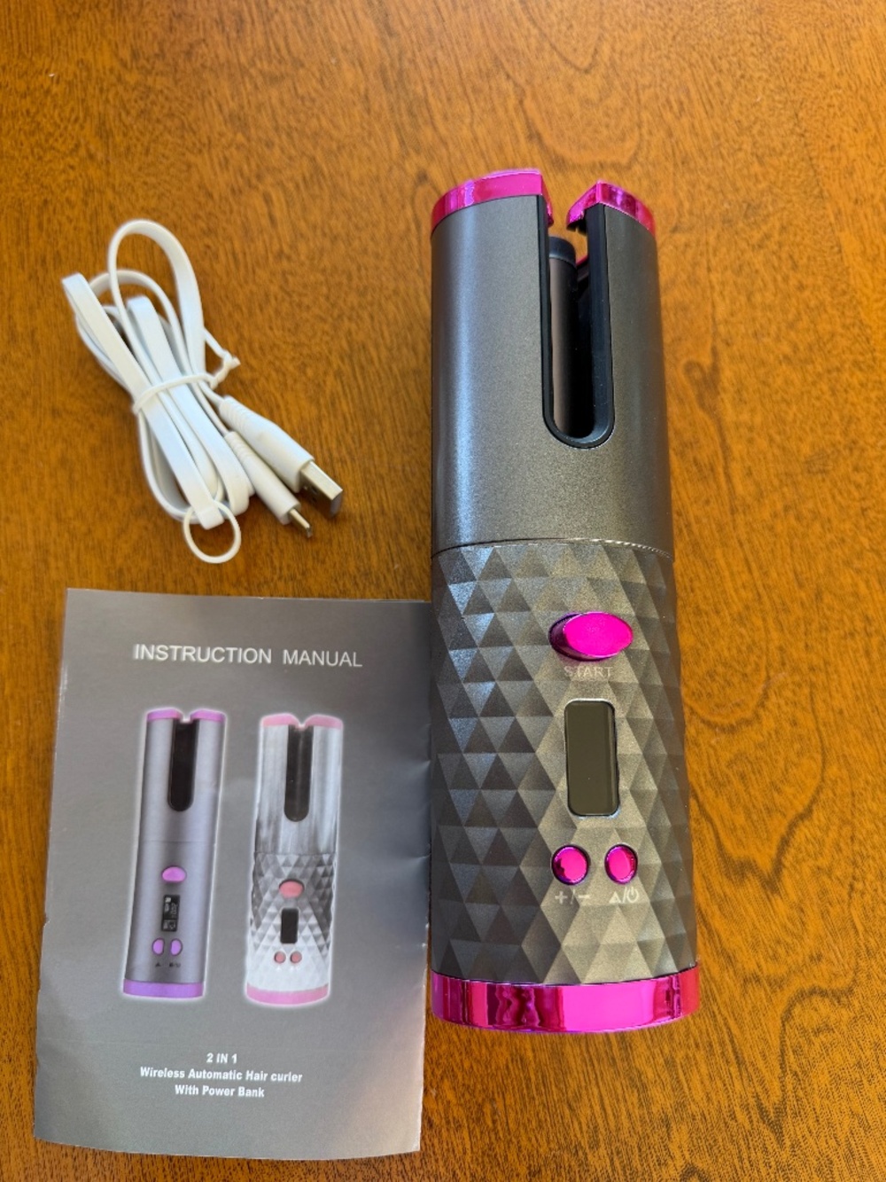Wireless Hair Curler LCD Cordless Auto Rotating Waver Curling Iron Ceramic